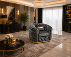 1 Seater Madrid Chesterfield Crush Velvet Dark Grey Sofa - Detailed Angle View 5