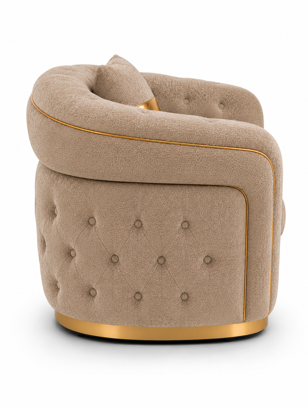 1 Seater Madrid Chesterfield Crush Velvet Mink Sofa - Detailed Angle View 2