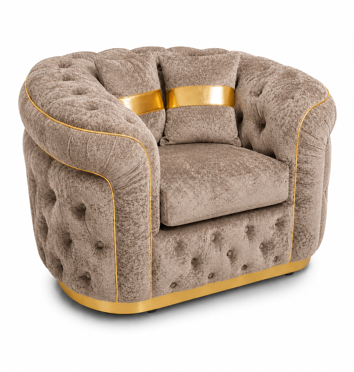 1 Seater Madrid Chesterfield Crush Velvet Mink Sofa - Luxury UK Living Room Showcase