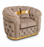 1 Seater Madrid Chesterfield Crush Velvet Mink Sofa | Free UK Delivery