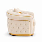 1 Seater Madrid Chesterfield Jumbo Cord Cream Sofa - Detailed Angle View 2