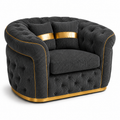 1 Seater Madrid Chesterfield Jumbo Cord Dark Grey Sofa - Luxury UK Living Room Showcase