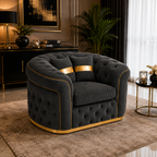 1 Seater Madrid Chesterfield Jumbo Cord Dark Grey Sofa - Detailed Angle View 4