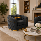 1 Seater Madrid Chesterfield Jumbo Cord Dark Grey Sofa - Detailed Angle View 5