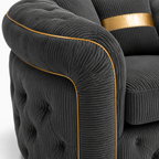 1 Seater Madrid Chesterfield Jumbo Cord Dark Grey Sofa - Detailed Angle View 2
