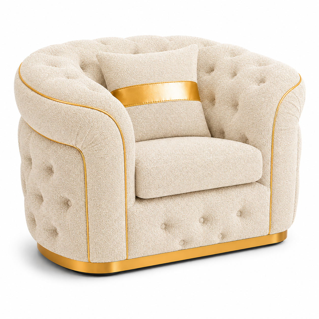 1 Seater Madrid Chesterfield Naples & Kensington Cream Sofa - Luxury UK Living Room Showcase