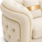 1 Seater Madrid Chesterfield Naples & Kensington Cream Sofa - Detailed Angle View 3