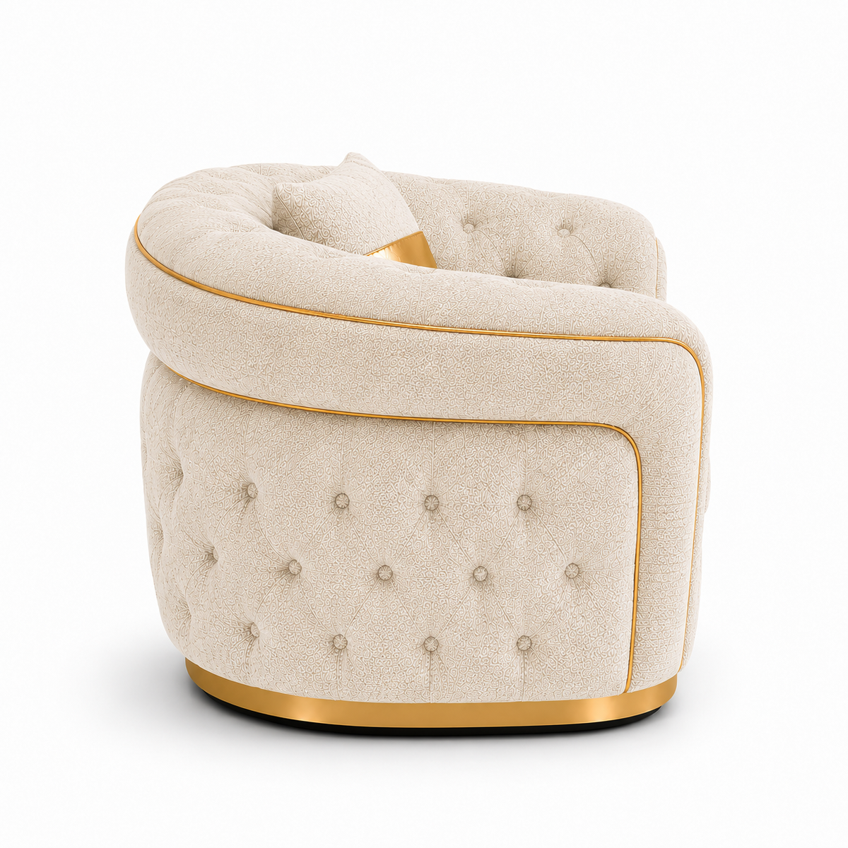 1 Seater Madrid Chesterfield Naples & Kensington Cream Sofa - Detailed Angle View 2