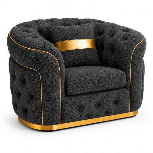 1 Seater Madrid Chesterfield Naples & Kensington Dark Grey Sofa - Luxury UK Living Room Showcase