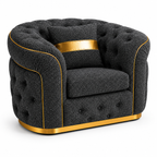 1 Seater Madrid Chesterfield Naples & Kensington Dark Grey Sofa - Luxury UK Living Room Showcase