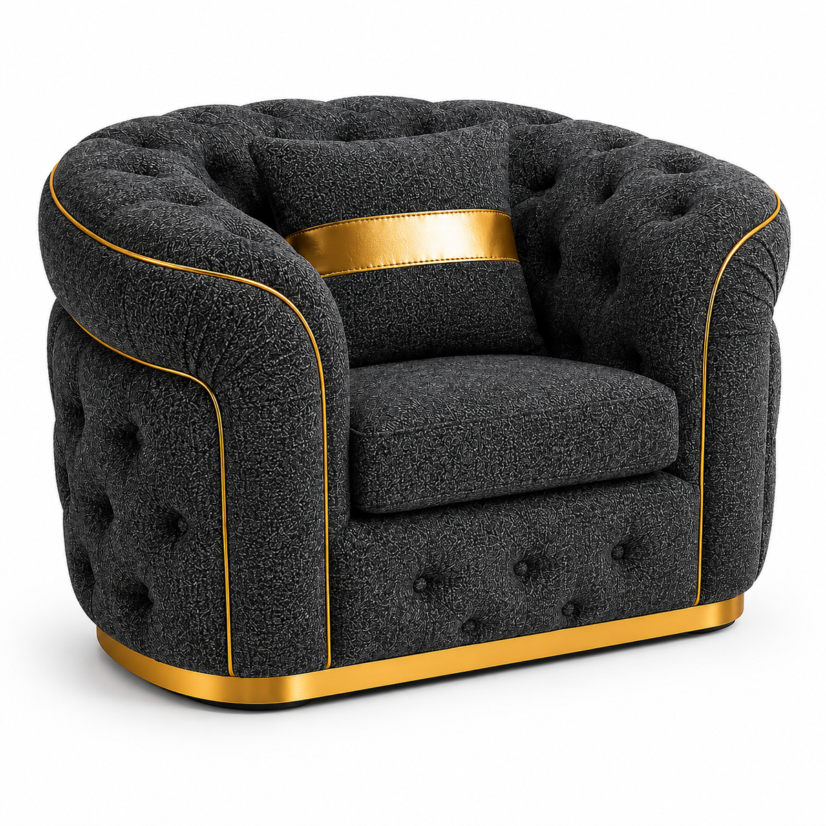 1 Seater Madrid Chesterfield Naples & Kensington Dark Grey Sofa - Luxury UK Living Room Showcase
