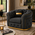 1 Seater Madrid Chesterfield Naples & Kensington Dark Grey Sofa - Detailed Angle View 4
