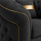 1 Seater Madrid Chesterfield Naples & Kensington Dark Grey Sofa - Detailed Angle View 3