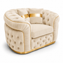 1 Seater Madrid Chesterfield Plush Velvet Cream Sofa | Free UK Delivery