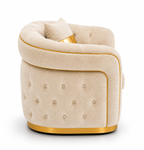 1 Seater Madrid Chesterfield Plush Velvet Cream Sofa - Detailed Angle View 2