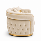 1 Seater Madrid Chesterfield Plush Velvet Cream Sofa - Detailed Angle View 2