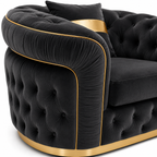 1 Seater Madrid Chesterfield Plush Velvet Dark Grey Sofa - Detailed Angle View 3