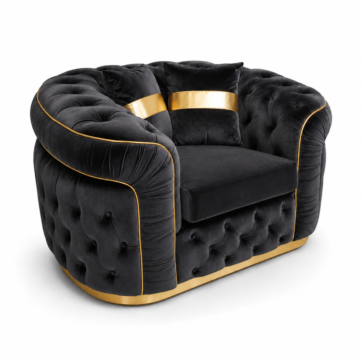 1 Seater Madrid Chesterfield Plush Velvet Dark Grey Sofa - Luxury UK Living Room Showcase