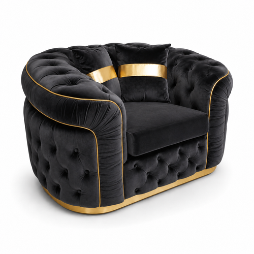 1 Seater Madrid Chesterfield Plush Velvet Dark Grey Sofa - Luxury UK Living Room Showcase