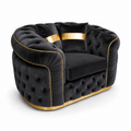 1 Seater Madrid Chesterfield Plush Velvet Dark Grey Sofa - Luxury UK Living Room Showcase