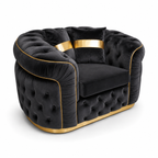 1 Seater Madrid Chesterfield Plush Velvet Dark Grey Sofa - Luxury UK Living Room Showcase