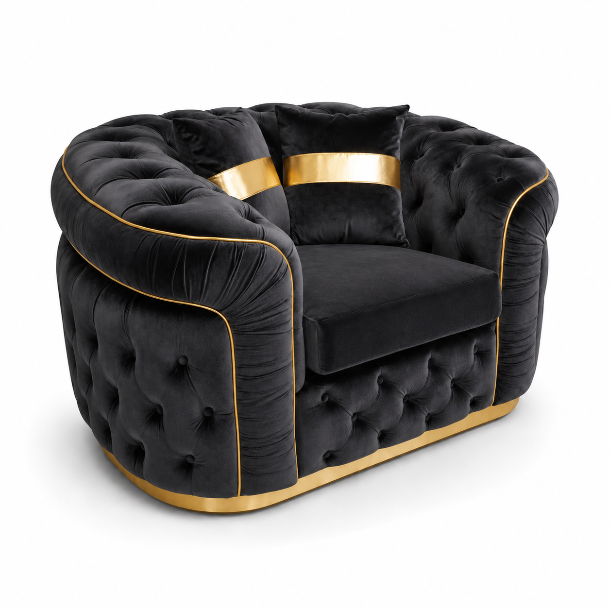 1 Seater Madrid Chesterfield Plush Velvet Dark Grey Sofa - Luxury UK Living Room Showcase