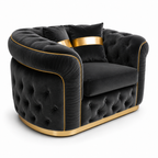 1 Seater Madrid Chesterfield Plush Velvet Dark Grey Sofa - Detailed Angle View 2