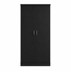2 Door Lady Wardrobe Black | Sleek Executive Storage Solution - Detailed Angle View 4