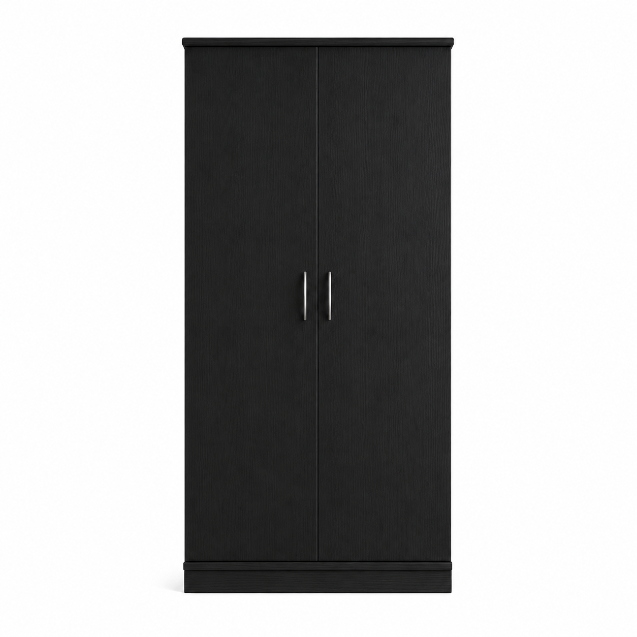 2 Door Lady Wardrobe Black | Sleek Executive Storage Solution - Detailed Angle View 4