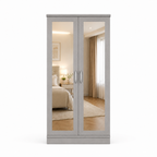 2 Door Lady Wardrobe Gray | Premium Modern Storage - Luxury UK Living Room Showcase