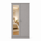2 Door Lady Wardrobe Gray | Premium Modern Storage - Detailed Angle View 3