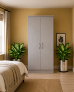 2 Door Lady Wardrobe Gray | Premium Modern Storage - Detailed Angle View 5