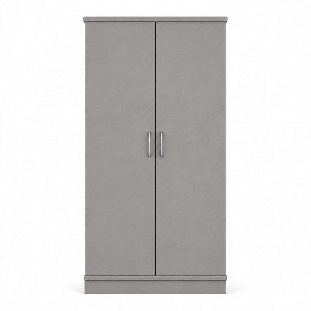 2 Door Lady Wardrobe Gray | Premium Modern Storage - Detailed Angle View 4