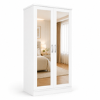 2 Door Lady Wardrobe White | Modern Bedroom Essential - Detailed Angle View 2