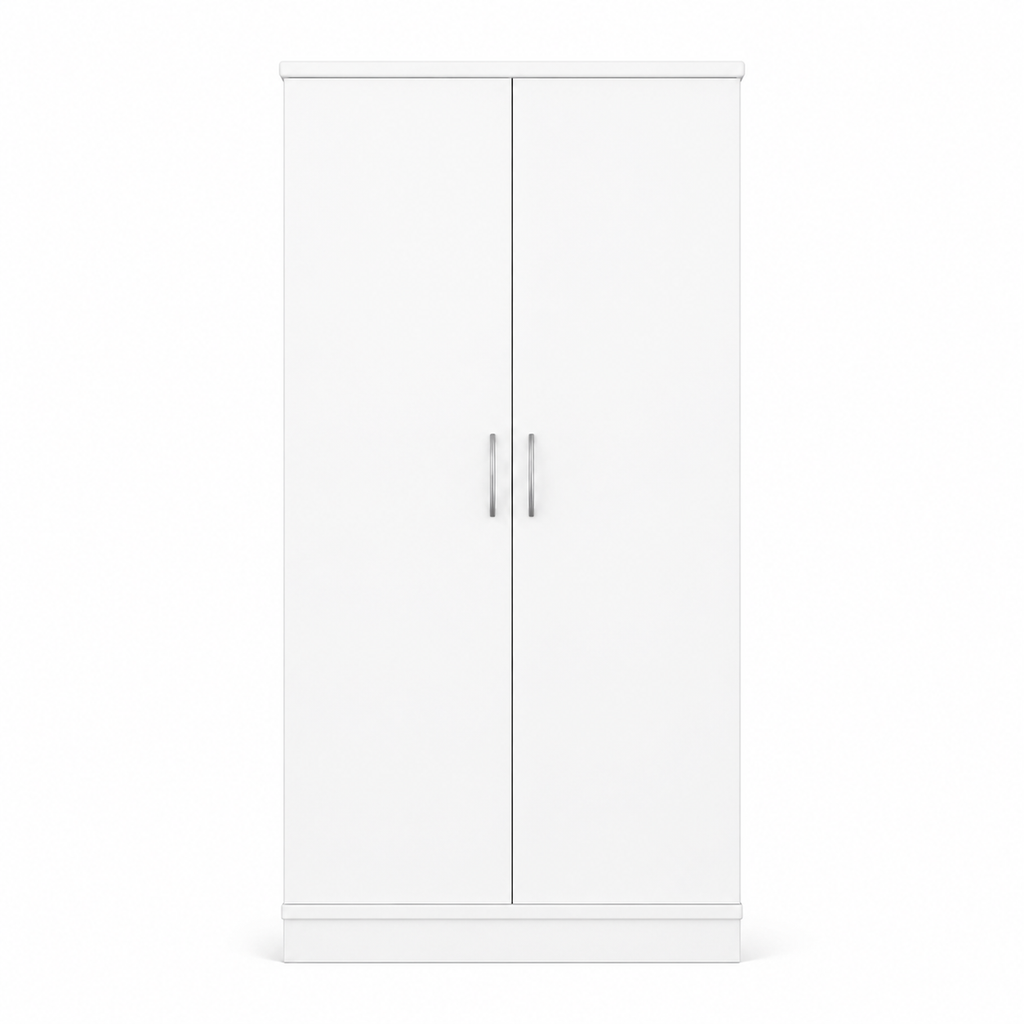 2 Door Lady Wardrobe White | Modern Bedroom Essential - Detailed Angle View 4