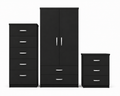 2 Door Wardrobe Set Black | The Executive Suite Trio - Luxury UK Living Room Showcase