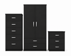 2 Door Wardrobe Set Black | The Executive Suite Trio - Luxury UK Living Room Showcase