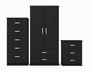 2 Door Wardrobe Set Black | The Executive Suite Trio | Modern Bedroom Storage