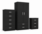 2 Door Wardrobe Set Black | The Executive Suite Trio - Detailed Angle View 2