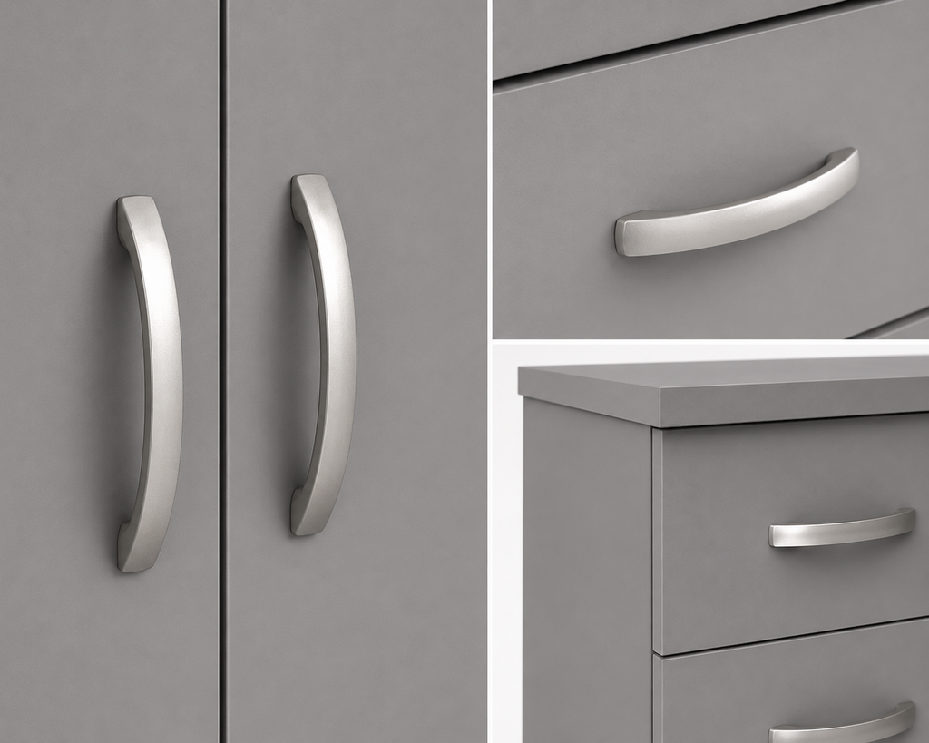 2 Door Wardrobe Set Gray | The Contemporary Urban Trio - Detailed Angle View 3