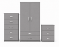 2 Door Wardrobe Set Gray | The Contemporary Urban Trio - Luxury UK Living Room Showcase