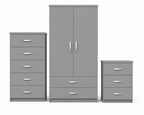 2 Door Wardrobe Set Gray | The Contemporary Urban Trio - Luxury UK Living Room Showcase