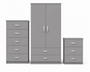 2 Door Wardrobe Set Gray | The Contemporary Urban Trio | Modern Bedroom Storage