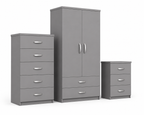 2 Door Wardrobe Set Gray | The Contemporary Urban Trio - Detailed Angle View 2