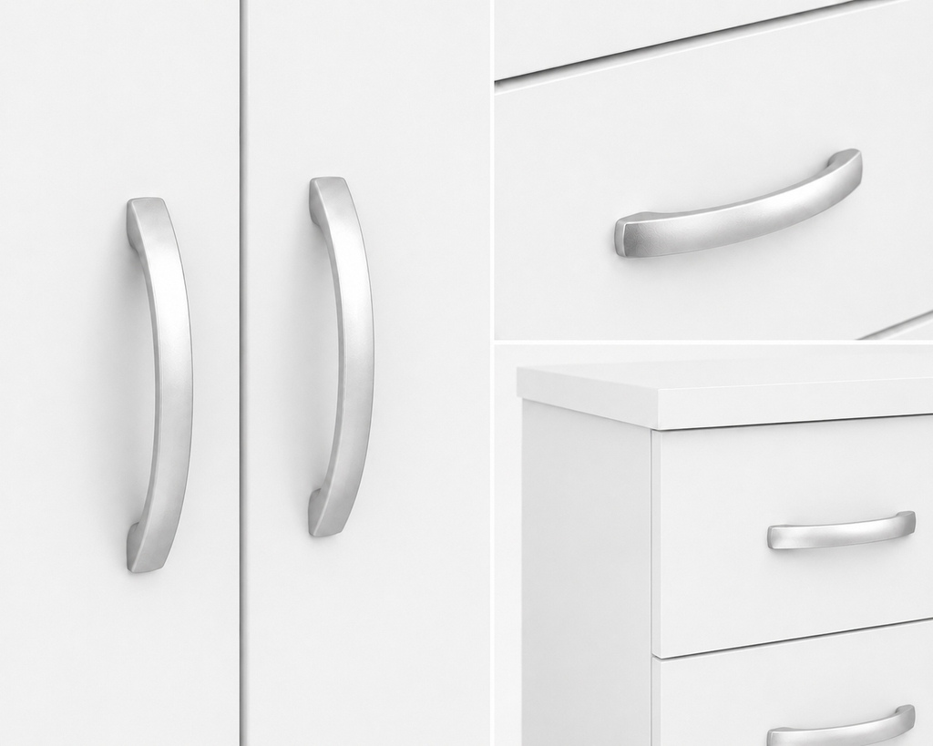 2 Door Wardrobe Set White | The Essential Master Trio - Detailed Angle View 3