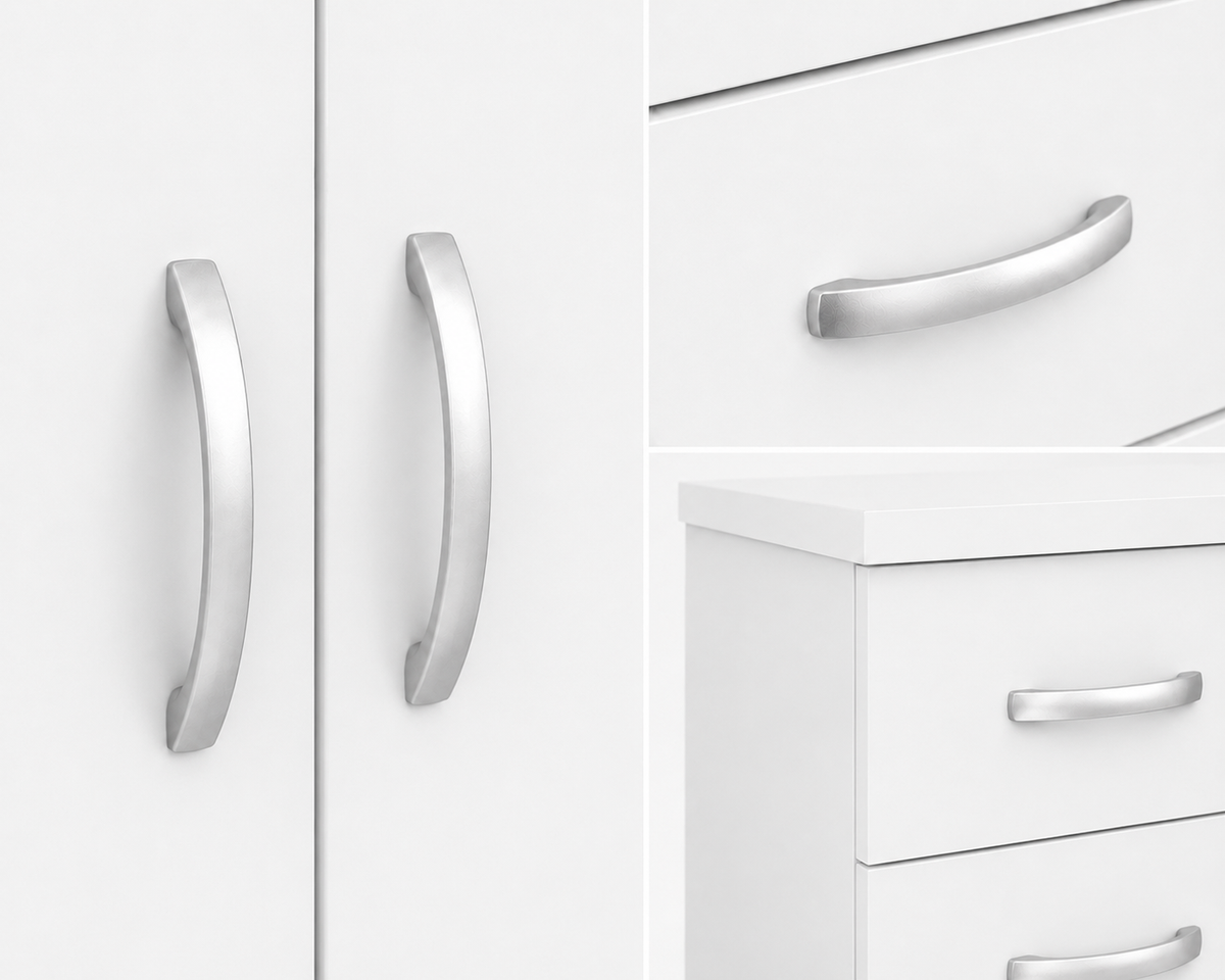2 Door Wardrobe Set White | The Essential Master Trio - Detailed Angle View 3