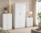 2 Door Wardrobe Set White | The Essential Master Trio - Detailed Angle View 4
