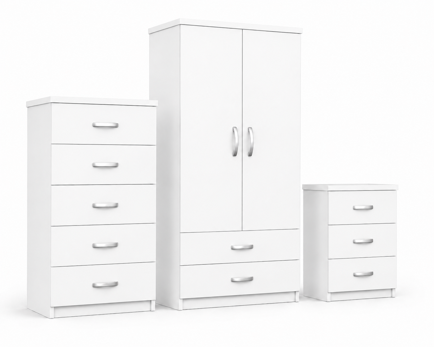 2 Door Wardrobe Set White | The Essential Master Trio - Detailed Angle View 2