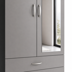 2 Door Wardrobe Single Black + Gray | Private Lifestyle - Detailed Angle View 3