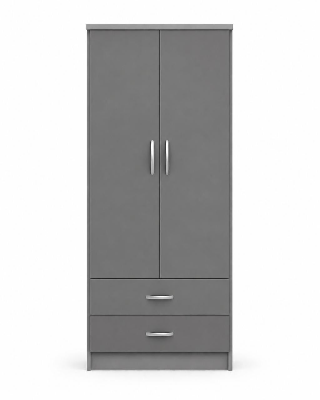 2 Door Wardrobe Single with Bottom Drawers Gray | Modern Storage - Luxury UK Living Room Showcase